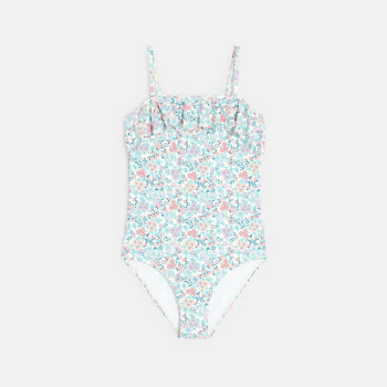 Maillot de bain 1 pièce imprimé bleu ciel Fille