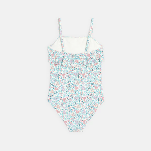 Maillot de bain 1 pièce imprimé bleu ciel Fille