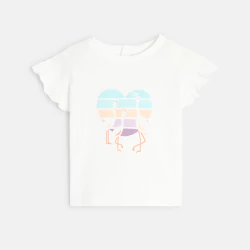 T-shirt flamants cœur blanc bébé fille