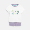 T-shirt océan et short en maille fantaisie violet bébé garçon