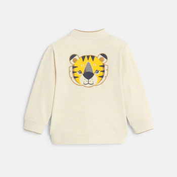 Gilet zippé jersey doublé tigre beige bébé garçon