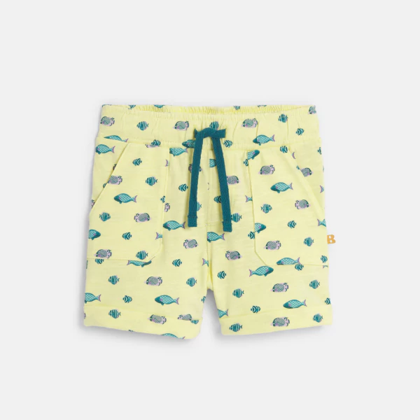 Short en jersey texturé jaune bébé garçon