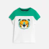 T-shirt tigre colorblock blanc vert bébé garçon