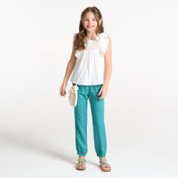 Pantalon fluide imprimé bleu Fille