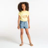 Short en jean bleu broderies citron Fille