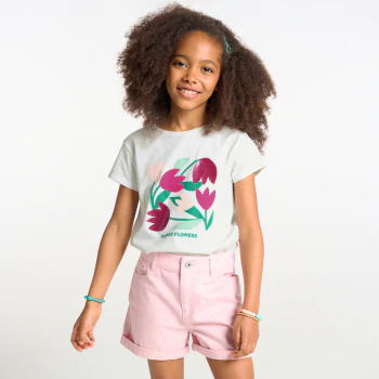 T-shirt imprimé manches courtes blanc Fille