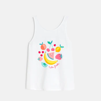 Débardeur motif fruité blanc Fille