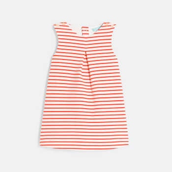 Robe sans manches rayée rouge bébé fille