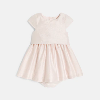 Robe chic lin irisé rose bébé fille