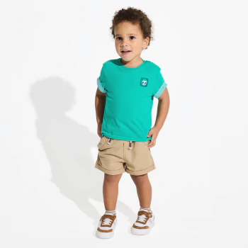 Short en lin et coton beige bébé garçon