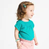 T-shirt bi-matière broderie anglaise vert bébé fille