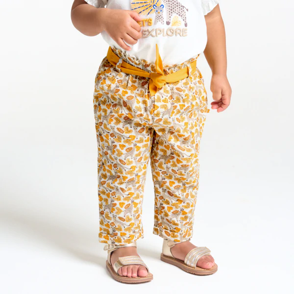 Pantalon paperbag imprimé savane jaune bébé fille