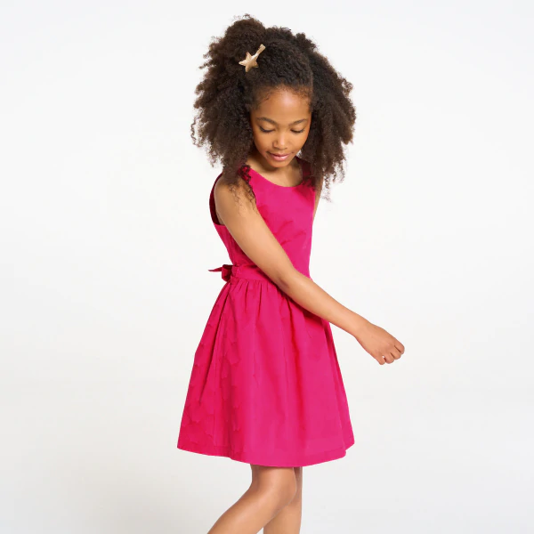 Robe de cérémonie unie rose Fille