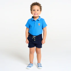 Short coton léger gaufré bleu bébé garçon