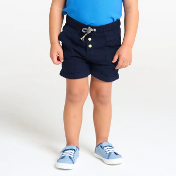 Short coton léger gaufré bleu bébé garçon