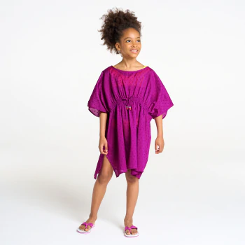 Robe de plage unie coloris violet Fille