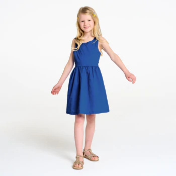 Robe de cérémonie unie bleu Fille