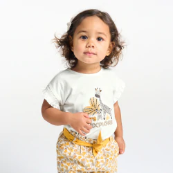 T-shirt à volants animaux blanc bébé fille