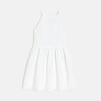 Robe chic brodée blanc Fille