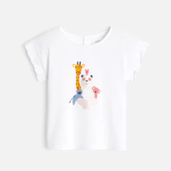 T-shirt manches smockées blanc bébé fille