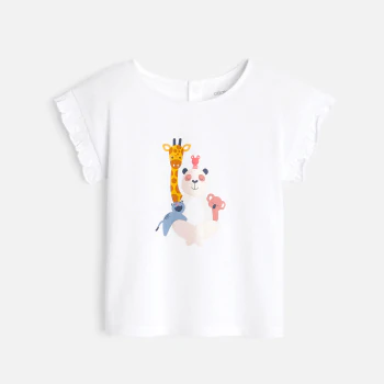 T-shirt manches smockées blanc bébé fille