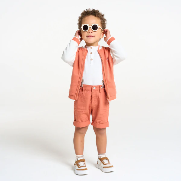 Sweat zippé teddy terracotta bébé garçon