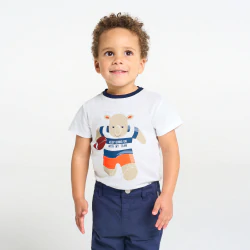 T-shirt rhinocéros rugby blanc bébé garçon