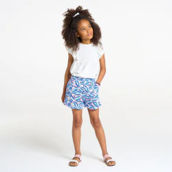 Short en jersey imprimé bleu Fille