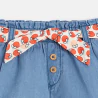 Short en denim léger bleu ceinture fraises bébé fille