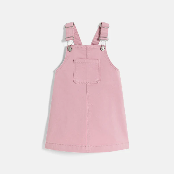 Robe salopette sergé de coton mauve bébé fille