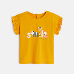 T-shirt manches smockées jaune bébé fille