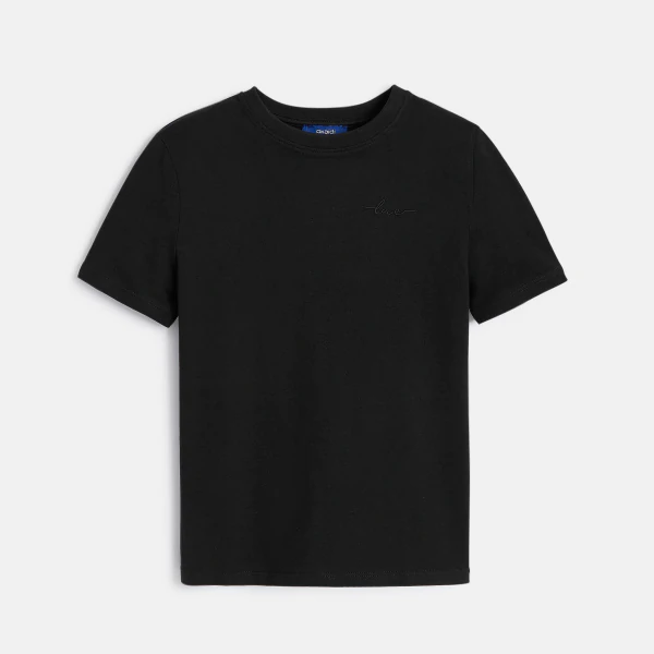 T-shirt basique uni noir Fille