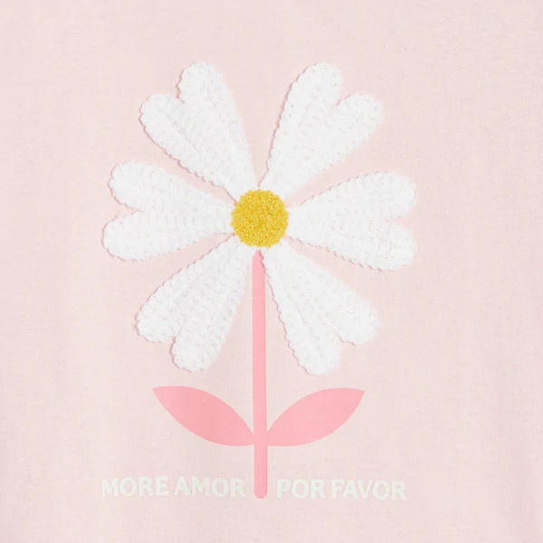 T-shirt motif fleur rose pastel Fille