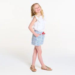 Short en jersey imprimé fleuri bleu Fille