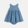 Robe croisée denim fraises bleu bébé fille