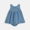 Robe croisée denim fraises bleu bébé fille