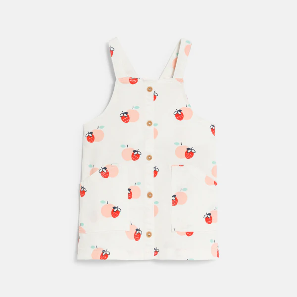 Robe salopette fruits et tee-shirt rouge bébé fille