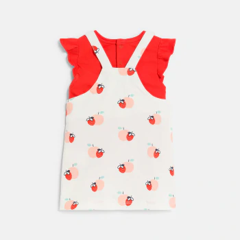 Robe salopette fruits et tee-shirt rouge bébé fille