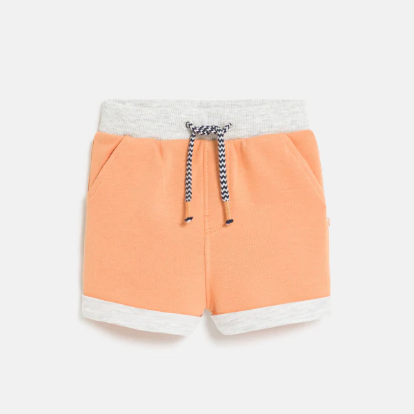 Short en maille taille élastiquée orange bébé fille