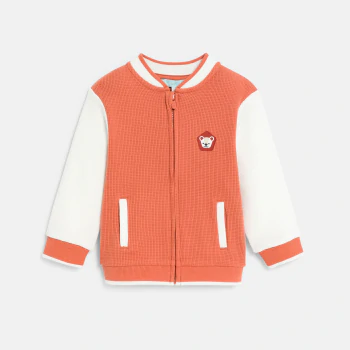 Sweat zippé teddy terracotta bébé garçon