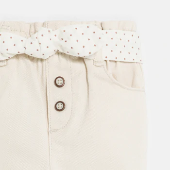 Pantalon taille haute beige bébé fille