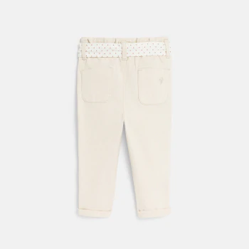 Pantalon taille haute beige bébé fille