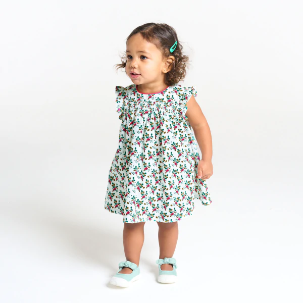 Robe imprimée smockée fleurie bébé fille