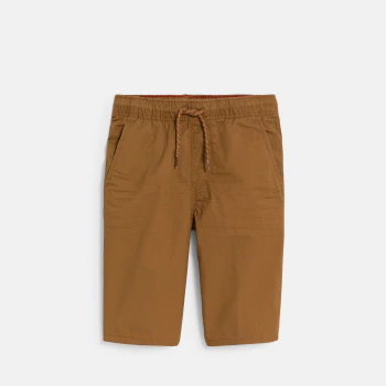 Bermuda slim en toile unie marron garçon