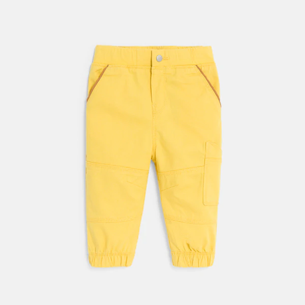 Pantalon coton fantaisie bas resserré jaune bébé garçon