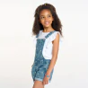 Salopette-short en jean bleu broderies citron Fille