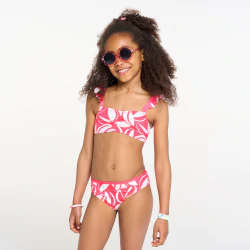 Maillot de bain 2 pièces imprimé rose Fille