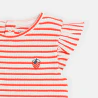 T-shirt coton gaufré rayé rouge bébé fille