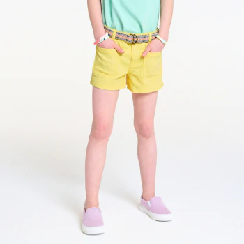 Short en toile unie jaune Fille