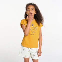 Pyja-short motif girafe jaune Fille